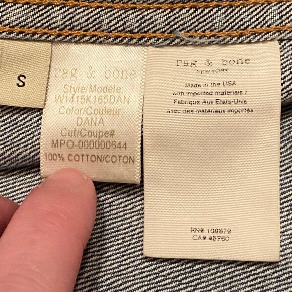 Rag & Bone Jean Denim Jacket with Raw Hem Sleeves, S/P - Picture 4 of 6